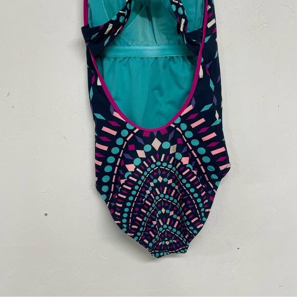 Title Nine Multicolor Printed One Piece Open Back Swimsuit Womens XS Colorful - Picture 8 of 8